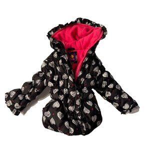 GIRLS 2T PINK PLATINUM Heart Puffer Jacket